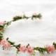 Blush flower crown wedding, delicate floral hair crown, dainty flower crown, boho hair wreath, bridal rustic crown, bohemian floral crown