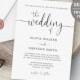 Wedding Invitation Template, Editable Invitation Modern Calligraphy, Minimalist Wedding Invitation, Wedding Template, Script, Simple, Invite