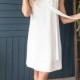 Casual White Dress, Simple Wedding Dress Short, Knee Length Dress with Bow, Loose Fit dress, Casual Dress for women, Size XS / Size XL