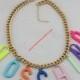 Moschino Rainbow Logo Chain Necklace Gold