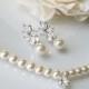 Pearl Bridal Jewelry Set, Wedding Jewelry Set, Swarovski White Pearl Earrings&Necklace Set, Bridal Jewelry, Pearl Necklace Earring Studs Set
