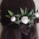 Ivory rose flower hair pins Greenery hairpiece wedding Eucalyptus hair piece Floral headpiece for bride Bridal head piece