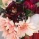 Premium Small Silk Bouquet & Boutonniere Set - Boho wine wedding - Pink Sunflower, Gerbera Daisy, Eggplant Ranunculus, Blush Peony, Berry