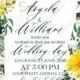 Mimosa yellow greenery herbs wedding invitation set PDF 5x7 in
