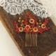 Red Bridal Hair Comb Gold and Red Chinese Hair Accessories Wedding Floral Comb Gold Red Flower Hair Comb Bridal Pin Tea Ceremony Headpiece