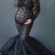 Rose Gown - Black Lace Maternity Dress for Photoshoot, Long Sleeve Maternity Gowns for Photo Shoot, Maternity Gowns for Photography, Sheer