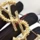 Saint Laurent Opyum Rope Brooch In Brass Gold