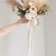 Pampas Grass and Greenery Bouquet, Silk Wedding Flower Bouquet with Dried Flowers