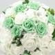 Artificial Wedding Flowers, Mint Green & White Brides Bouquet Posy