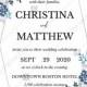 Wedding invitation set poinsettia navy blue winter flower berry PDF 5x7 in invitation maker