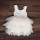 White Lace Infant Flower Girl Dress, Toddler Tulle Wedding Gown, Princess Dress, Boho Beach Wedding