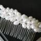 Bridal Pearl Hair Comb, Pearl Crystal Hair Piece, White Pearl Headpiece, Wedding Hair Comb, Bridal Hair Jewelry White Pearl Silver Hairpiece