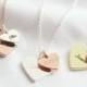 Personalised Double Wide Heart Charm Necklace - Silver - Gold - Rose Gold - Engraved