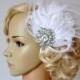 Vintage Bridal Flapper headpiece fascinator ,1920's rhinestone flapper Headpiece, The Great Gatsby hairpiece rhinestone brooch, hair clip