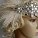 Glamour Rhinestone flapper Gatsby Crystal Headband, Wedding Headpiece, Bridal Headpiece, 1920s Flapper feathers