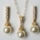 Ivory Pearl Gold Jewelry Set, Swarovski 8mm Pearl Drop Gold Set, Bridal Pearl Gold Jewelry, Wedding Dainty Pearl Set, Ivory Pearl Jewelry