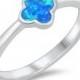 CLOVER Ring, FLOWER Clover Ring, Sterling Silver Lab Opal Ring, Women's Ring Free Engraving