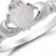 Opal Ring, October Birthstone Claddagh Ring, Irish Claddagh with Lab Opal Ring, Sterling Silver  Irish Claddagh Ring, Promise Ring for her