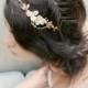Bridal Headpiece, EMMA ANNE Bridal Pearl Headband, Freshwater Pearl Hairpin, Swarovski Comb, Gold Bridal Pearl Headpiece, Bridal Hairclip