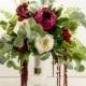 Burgundy Wedding Bouquet Set, Boho Bridal Bouquet, Cascading Silk Flower Bouquet Wedding Package, Bridesmaid Bouquets, Elopement Flowers