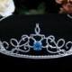 Renaissance Aquamarine, Amethyst, Peridot, Sterling Silver Wedding Tiara, Victorian Bridal Crowns, Gifts For Her, Bridal Accessories