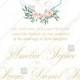 Monogram pink peony bohemian wedding invitation set PDF 5x7 in