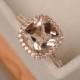 Morganite ring, rose gold, pink morganite, engagement rings, gemstone ring, cushion cut