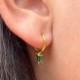 Minimalist dainty cz baguette , Gold hoop earrings with charm, green earrings, Huggie hoop earrings, gift for woman, baguette cz earrings