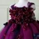 Flower girl dress Marsala Red Dress, Wine red tutu dress, flower top, hydrangea top, toddler tutu dress Cascading flowers