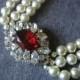 Vintage 1950s Cream Pearl And Ruby Choker