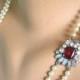 Vintage Pearl Necklace With Ruby Clasp