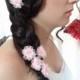 Candy Pink Flower Wedding Hair Pins, Bridal Hair Pins, Flower Girl Hair Accessories, Organza Hair Pins, Beach Wedding, Woodland - Set of 5