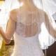 White /Ivory Bridal Veil Elbow length  beaded veil, simple bridal veil, short veil with sequin beaded edge