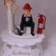 Our Wedding Sign Reception Ceremony Party Ball & Chain Fireman Firefighter Cake Topper
