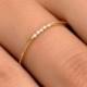 14K Dainty Solid Gold Wedding Band with Natural Diamonds Minimalist Hand Made Ring in Size 4 to 10 in Color White, Yellow & Rose Gold 1.30MM