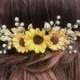 Sunflower hair clip, Sunflower hair comb, Sunflower hair piece , Sunflower hair piece, Sunflower hair accessories, Sunflower headpiece