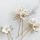 Bridal hair pins floral pins crystal hair pins pearl hair pin wedding hair pin bridal hair piece #196