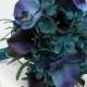Wedding bouquet - Beach bouquet, Teal purple and blue Tropical bouquet, Silk bouquet, Brides bouquet, Tropical wedding flowers