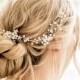 Delicate Gold Hair Vine, Wedding Hair Accessory, Wedding Hair Piece, Bridal Hair Wreath, Crystal Pearl Babies Breath,
