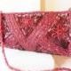 Vintage Red Beaded Evening Bag, Glamorous Bead Clutch Handbag  EB-0239
