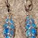 Blue opal earrings dangly leaf earrings Greek inspired sterling silver 925 made in Greece.