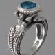 CARYAID 14k white gold ring with London Blue Topaz