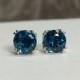 Round Natural London Blue Topaz Set in Sterling Silver Double Prong Filigree Stud Earrings 4mm 5mm 6mm 8mm Screw-back or Push-back posts