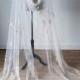 Tulle Wedding Cloak, Wedding Cape Veil, Embroidered Wedding Cloak, Pagan Wedding Cape, Alternative Wedding Cape, Viking Wedding, Cape Veil