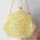 Vintage Delill Yellow Evening Bag, Yellow Bead Bag, Chandelier Beads EB-0407