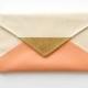 Peach Glitter Envelope Clutch, bridesmaid clutch, bridesmaid gift, bridal clutch, wedding gift set, gift for her