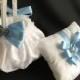 Light blue flower girl basket, white ring bearer pillow, light blue ring bearer pillow, wedding flower girl basket, wedding ring pillow