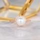 Pearl Engagement Ring Rose Gold Round Cut Halo Diamond Eternity Wedding Bridal Women Anniversary Gift June Birthstone 7mm