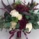Wedding bouquet,burgundy and ivory bouquet, boho bouquet,bridal bridesmaids bouquet,rose and eucalyptus
