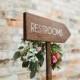 Restrooms Directional Arrow Sign, Rustic Woodland Wedding Sign, Wood Wedding Arrow, Wedding Wood Sign, Restroom Sign Arrow, Bathroom Sign